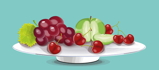 vector illustration with various fruits 