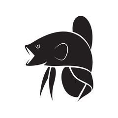 graphic silhouette betta fish, vector