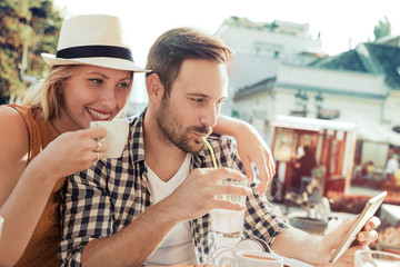 Young couple taking a selfie