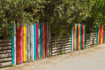 Colorful wooden fence