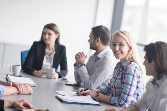 Group of young people meeting in startup office