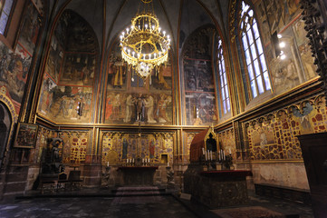 Fototapeta na wymiar St. Wenceslas Chapel inside Saint Vitus's Cathedral, Prague, Czech Republic