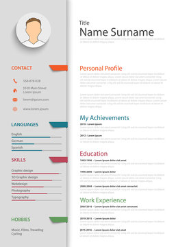 Professional resume cv with colored bookmarks template