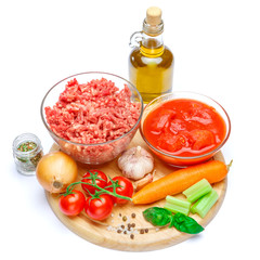 tradition italian lasagna ingridients on cutting board