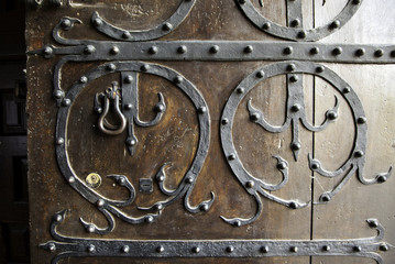 Wooden door with lock