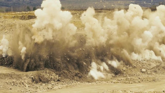 An explosion in a rock quarry