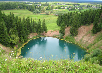 Karst lake in the forest