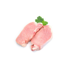 Crude meat on a white backgrounds Cutting pork isolate on white background