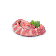 Fresh raw meat with bone isolate on white background