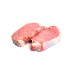 Crude meat on a white backgrounds Cutting pork isolate on white background