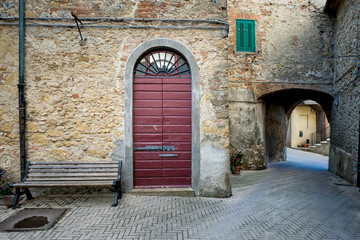 Fototapeta na wymiar Montescudaio, Pisa, Tuscany, Italy, view of the ancient village
