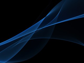 Abstract Light blue wave on black background 