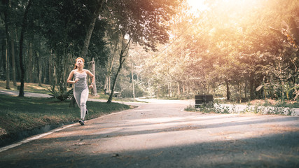 Women jogging On the nature trail in the park