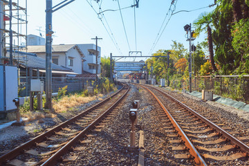 Fototapeta na wymiar view point of Japan railway at Kyoto, Japan