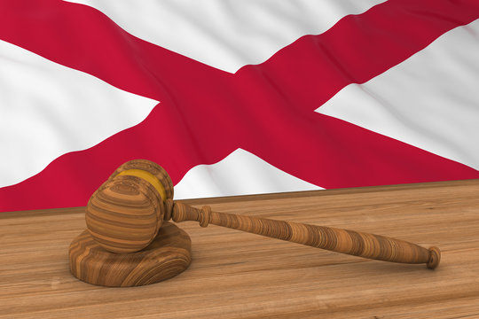 Northern Irish Law Concept - Flag Of Northern Ireland Behind Judge's Gavel 3D Illustration