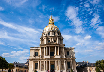 Les Invalides chapel in Paris. Famous landmark, known also for Napoleon's tomb.