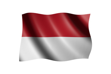 Flag of Indonesia isolated on white, 3d illustration