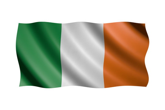 Flag of Ireland isolated on white, 3d illustration