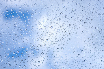 Abstract Raindrop on Glass in The Morning of Rainy Season Background