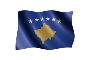 Flag of Kosovo isolated on white, 3d illustration