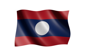 Flag of Laos isolated on white, 3d illustration