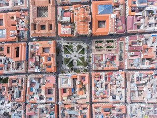 Aerial view of the central plaza in Potosi, Bolivia
