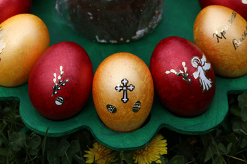 Internationally Holidays / Motifs on Easter theme Text: Christ is risen (Russian)
