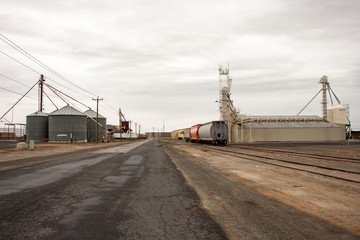 Fototapeta na wymiar Railroad and grain silos