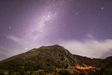 Fototapeta na wymiar Night time landscape in Potosi Department of Bolivia