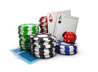 3D Illustration of a Background with Casino Elements