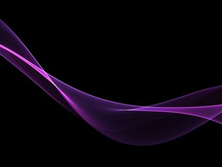 Abstract Light violet wave on black background 