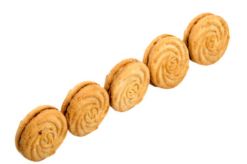 stacked short pastry cookies isolated on white background