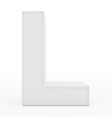 letter L 3d white isolated on white