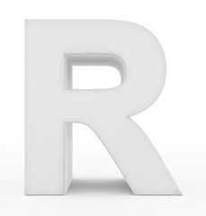 letter R 3d white isolated on white