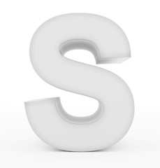 letter S 3d white isolated on white
