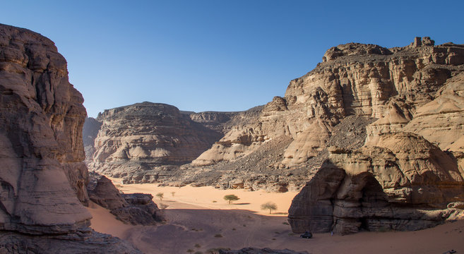Landscape of Tadrart's canyon-Algerian desert