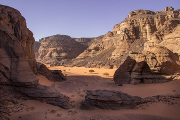 Landscape of Tadrart's canyon-Algerian desert