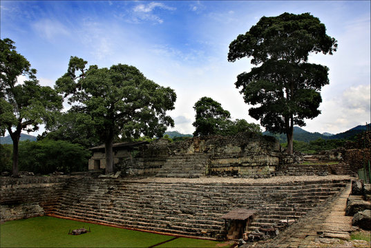 Pyramids Maya, National park Copan in Honduras, Central America, vacation trip to historical place