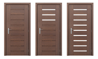 wooden door isolated on white background