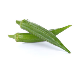 Okra or Ladyfinger on white background