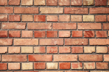 Obraz premium Ściana czerwonych dużych cegieł. Brickwall tekstury bliska widok. Wzór czerwonych bloków kamiennych