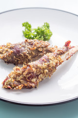 Lamb ribs on plate
