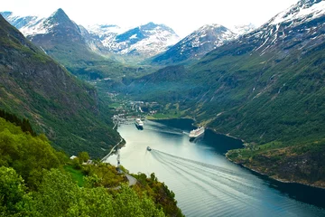 Deurstickers Norwegen Geirangerfjord © RuZi