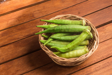 Brazilian Okra into a Basket