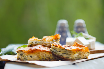 Feta Cheese & Spinach Pie, Greek Spanikopita, traditional food