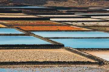 Salinas de Janubio, salt mine at the island of lanzarote, Spain