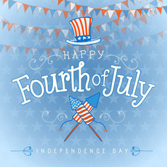 Fourth of july Hand lettering. Vector illustration