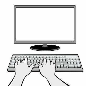 typing hands computer keyboard screen clip art preview