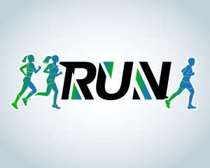 Run club, marathon logo template. Sport logotype template, sports club, running club and fitness vector logo design template. Man and woman fitness.