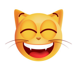 Cute Very Happy Emoticon on White Background. Isolated Vector Illustration 